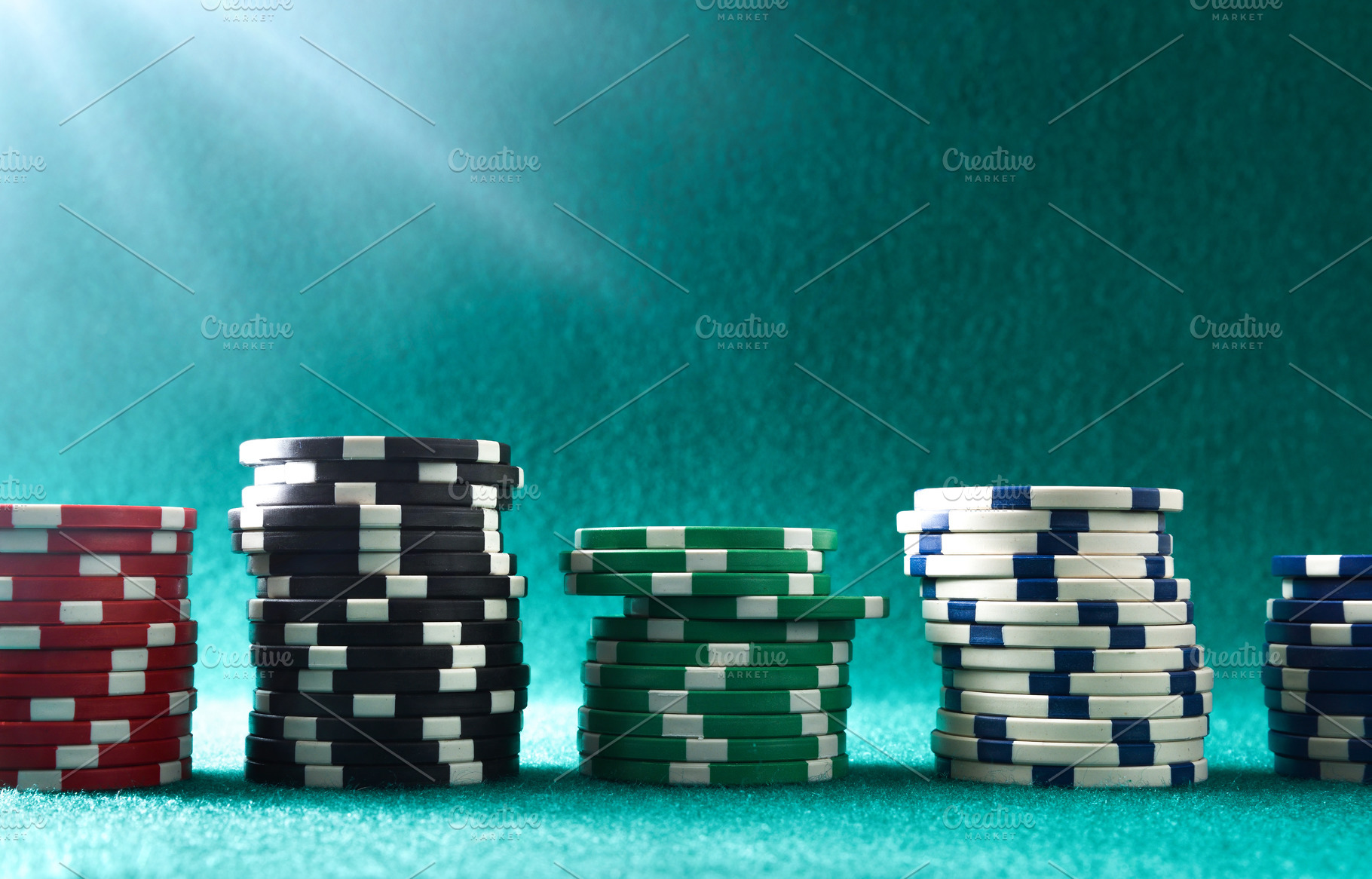 Competition background in casino games with chips on green mat, an Arts & Entertainment Photo by Davizro's Market
