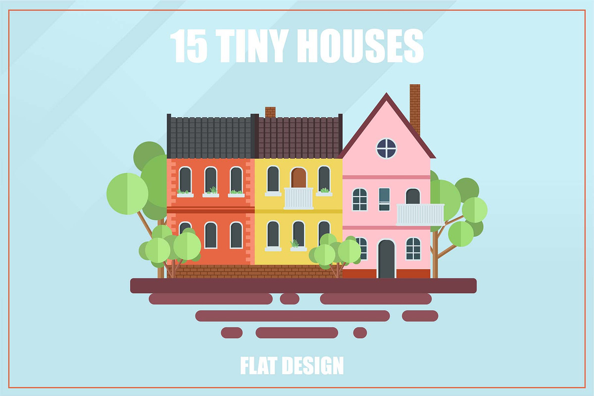 Collection of tiny houses in vector, an Illustration by Dashamoony (Photo 1 of 3)