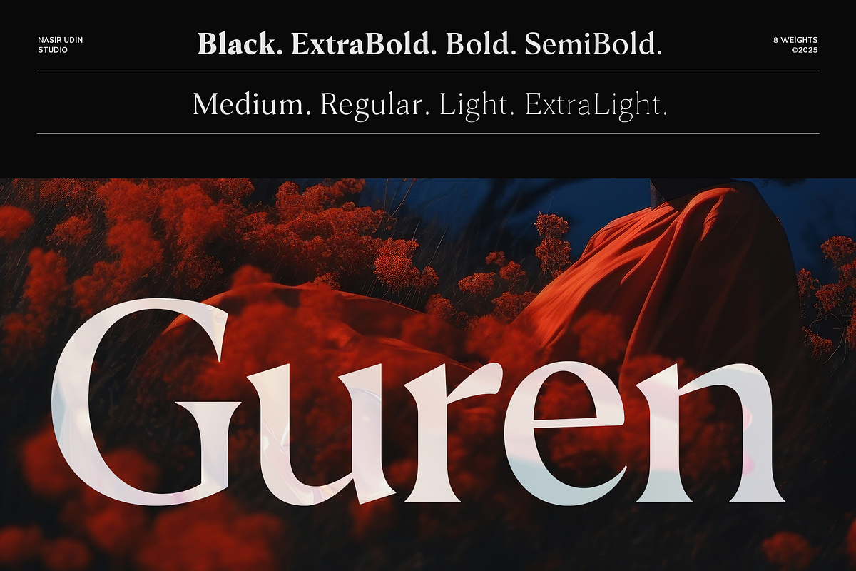 Guren - 16 Fonts, a Serif Font by Nasir Udin (Photo 1 of 21)