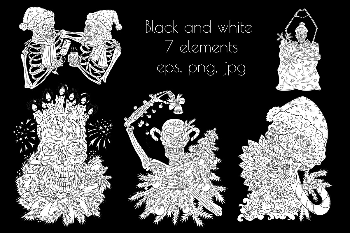 Scary Christmas Skulls, a Decorative Illustration by Samiramay (Photo 4 of 5)