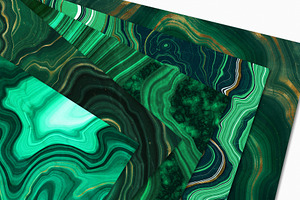 10 Malachite & Gold Mineral Textures