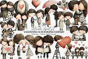 Valentine Cute Couple Clipart Bundle, an Illustration by Canvas Craft (Thumbnail 1 of 6)