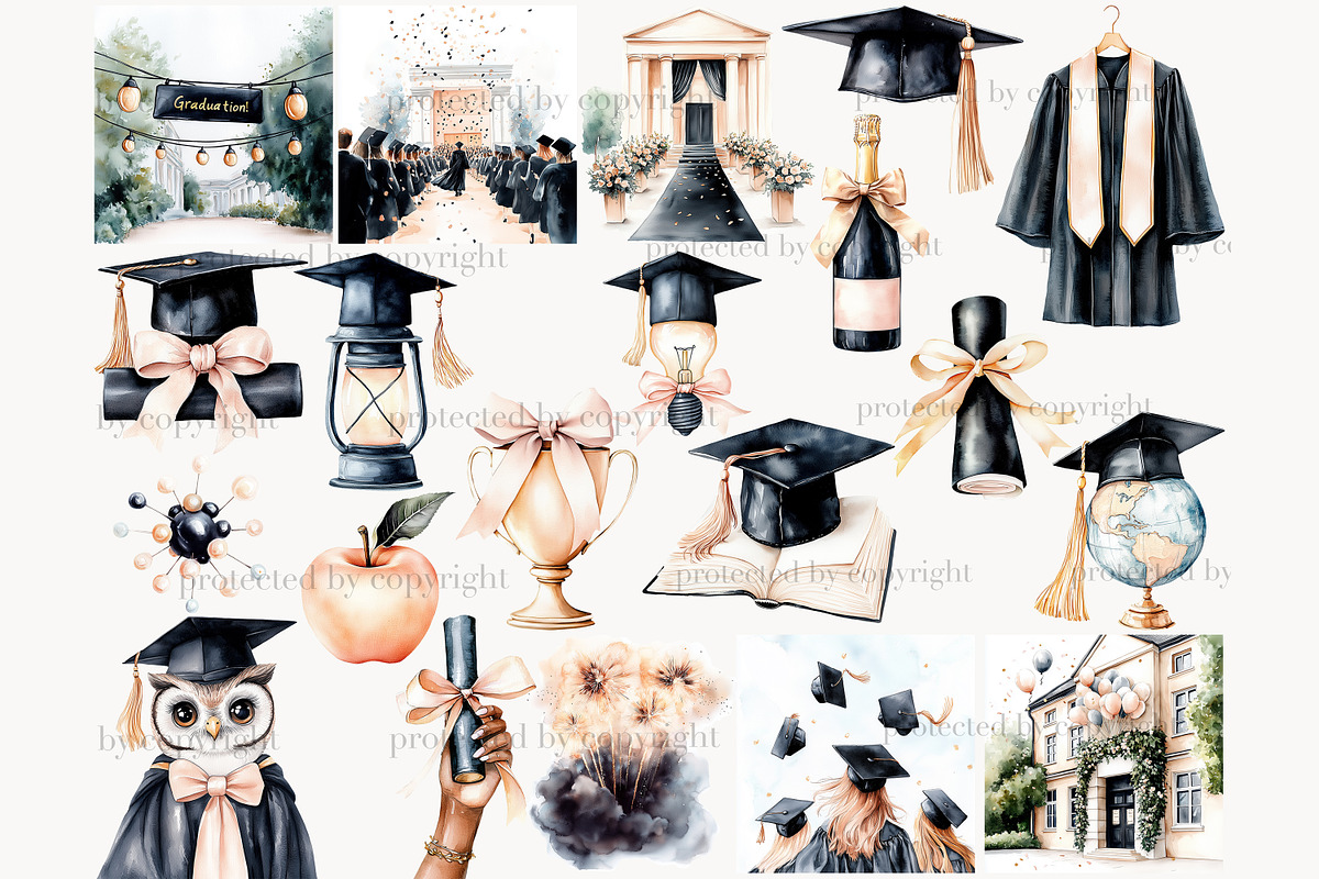 Graduation Clipart PNG, a Person Illustration by GlamArtZhanna (Photo 4 of 8)