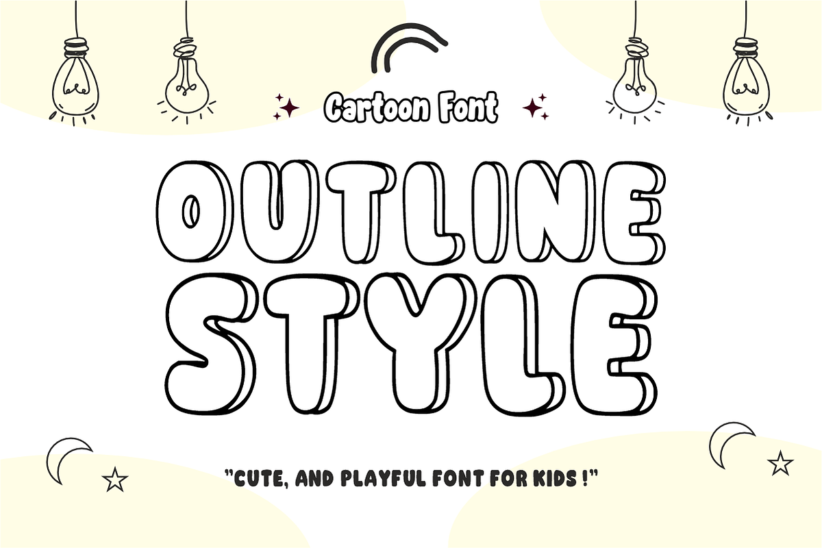 Cotton Wobble - Playful Outline Font, a Sans Serif Font by KiddoGlyphs Studio (Photo 4 of 5)