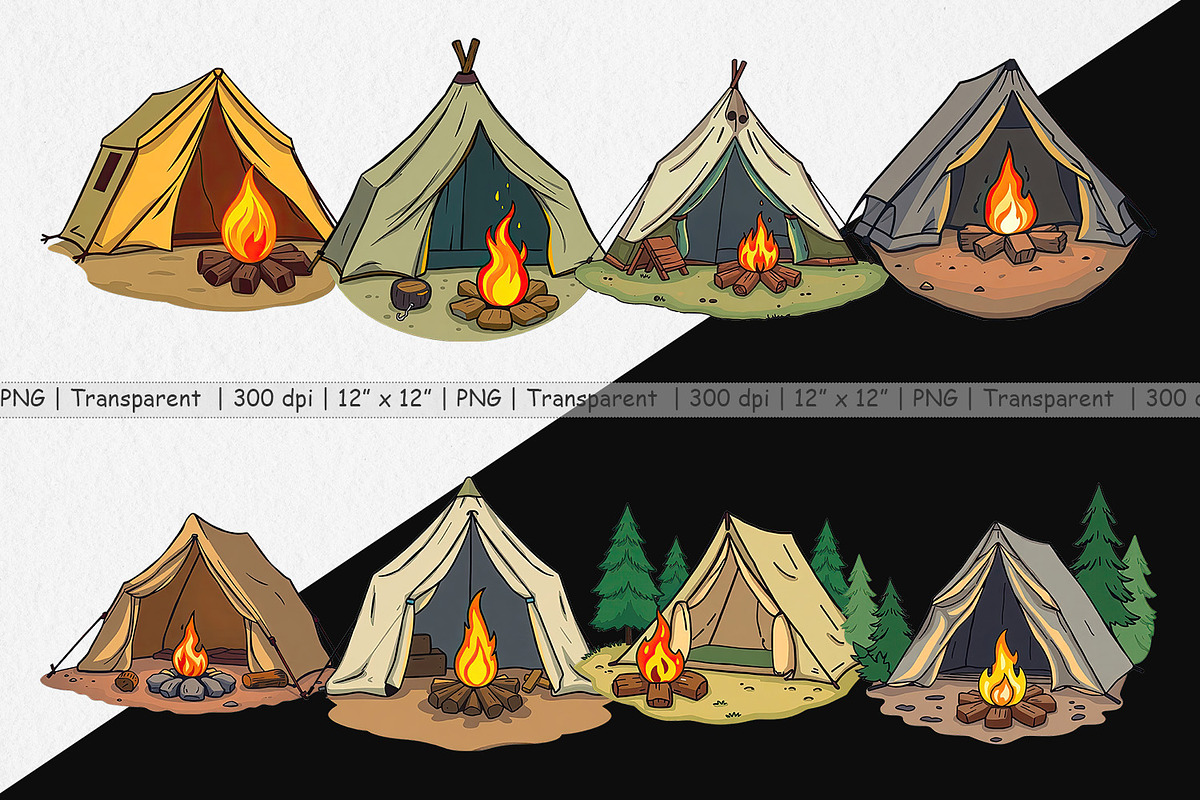 Camping Tent Clipart, a Graphic by Artnoy (Photo 2 of 5)