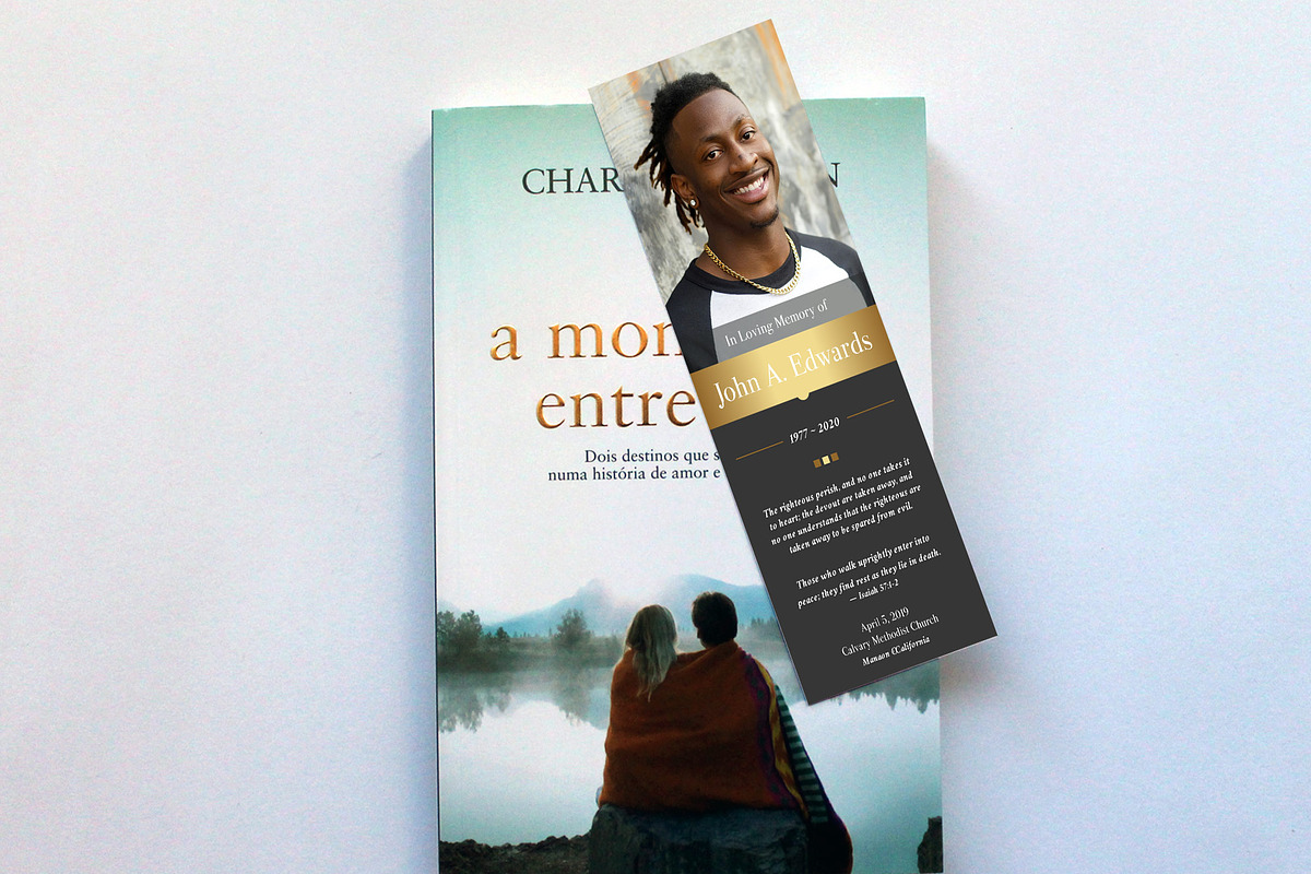 Remember Gold Funeral Bookmark, a Card Template by Godserv Designs (Photo 7 of 10)