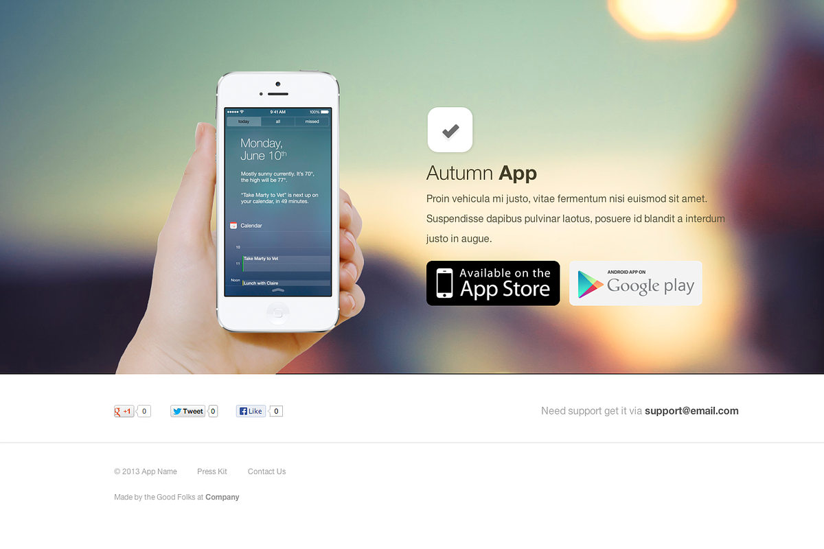 Autumn - iPhone App Website Template, an App Template by Jamie Peak (Photo 2 of 2)