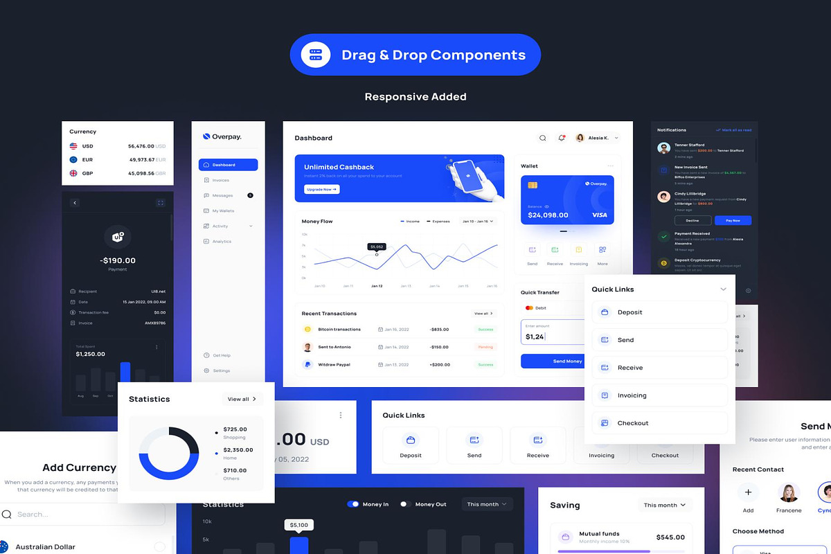 Overpay - Finance Dashboard UI Kit, an UI Kit Template by Creative Perspective (Photo 6 of 8)