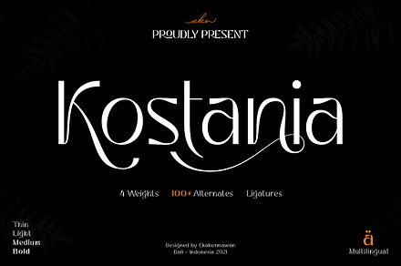 Kostania - Unique Display Font, a Sans Serif Font by Ekahermawan