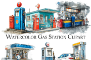 Watercolor Gas Station Clipart, an Object Graphic by ArtisticTimberStudio (Thumbnail 2 of 2)