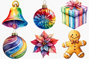 Watercolor Groovy Christmas Clipart, an Illustration by Canvas Craft (Thumbnail 2 of 7)