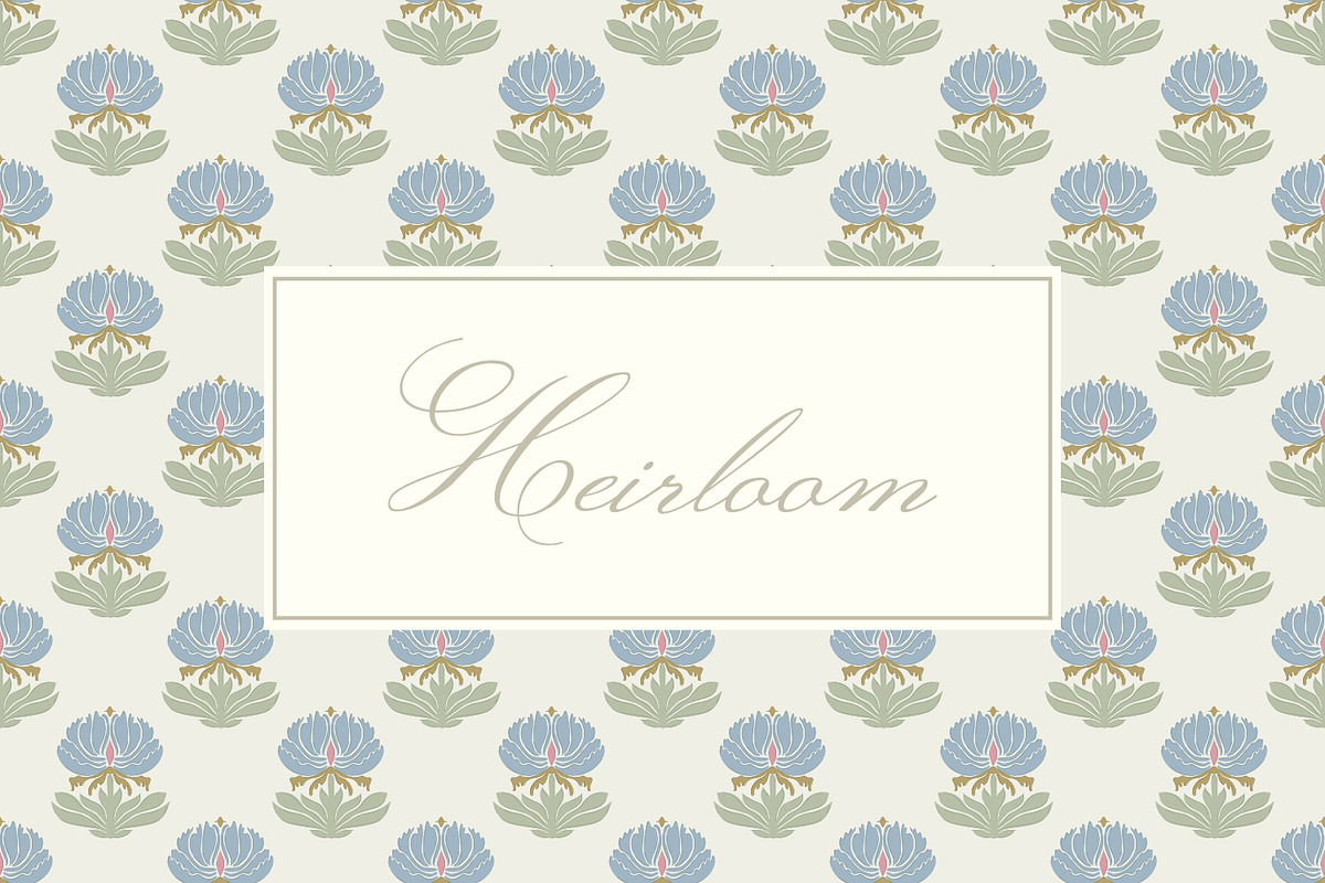 Heirloom Blue Sage Heritage Pattern, a Pattern Graphic by Pretty Cosy Chai (Photo 1 of 4)
