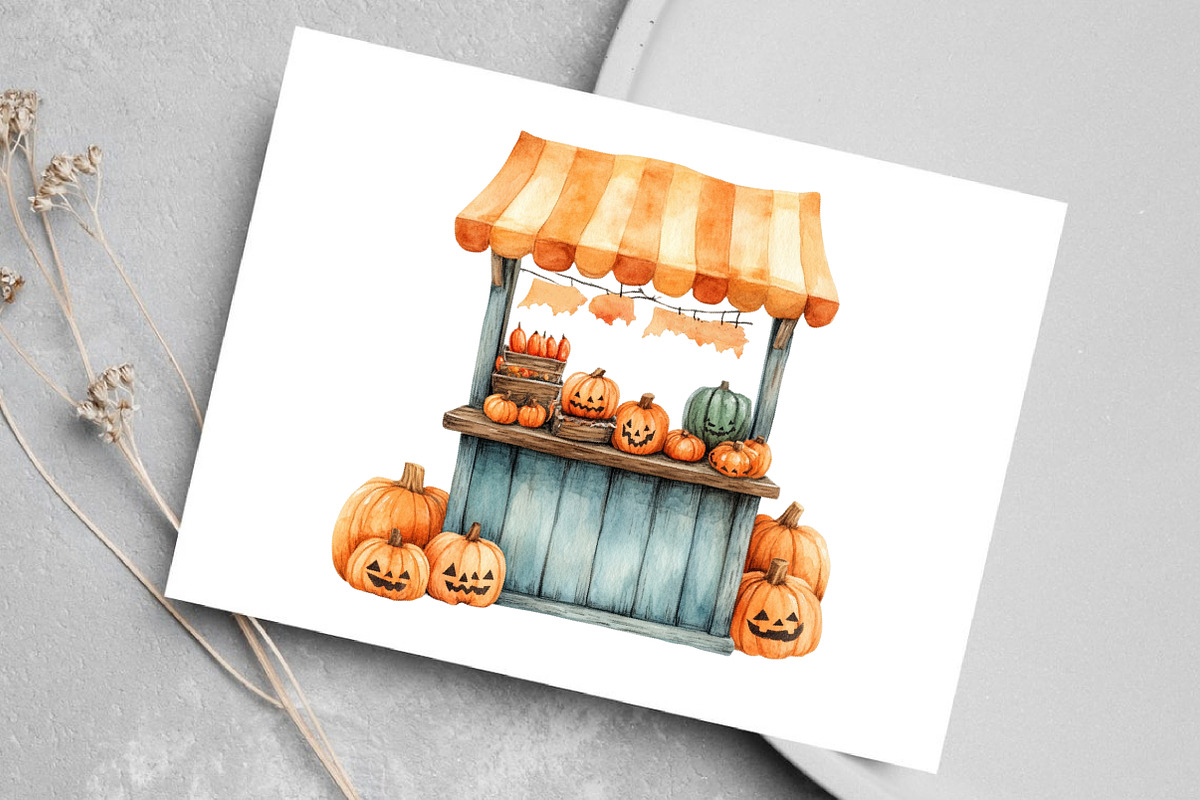 Watercolor Halloween Shop Clipart, an Illustration by Canvas Craft (Photo 5 of 8)