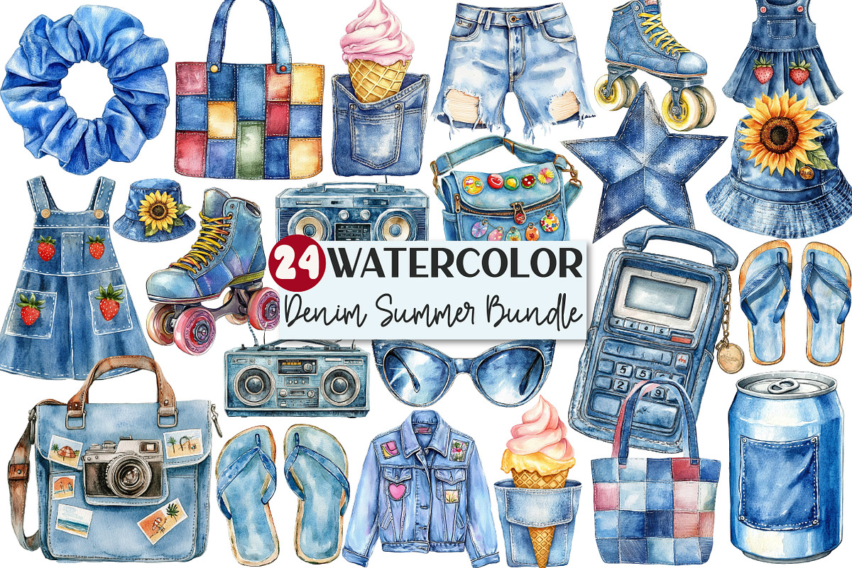 1990 Denim Summer Clipart, an Illustration by Rose Art (Photo 1 of 7)