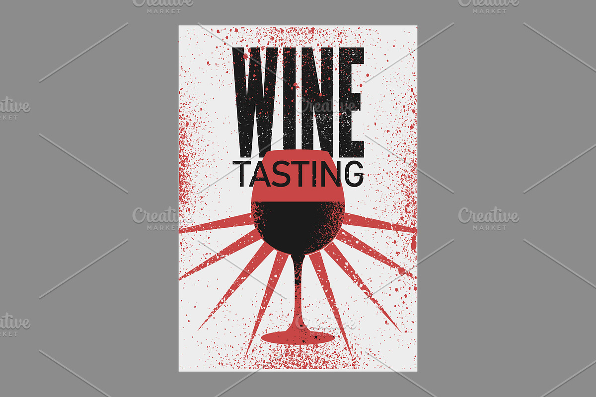 Wine grunge vector poster set., a Food Illustration by PoPaShop (Photo 9 of 11)