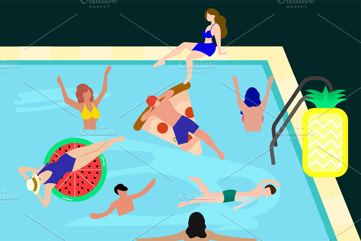 Summer Pool People Set, a Graphic by bungamustia