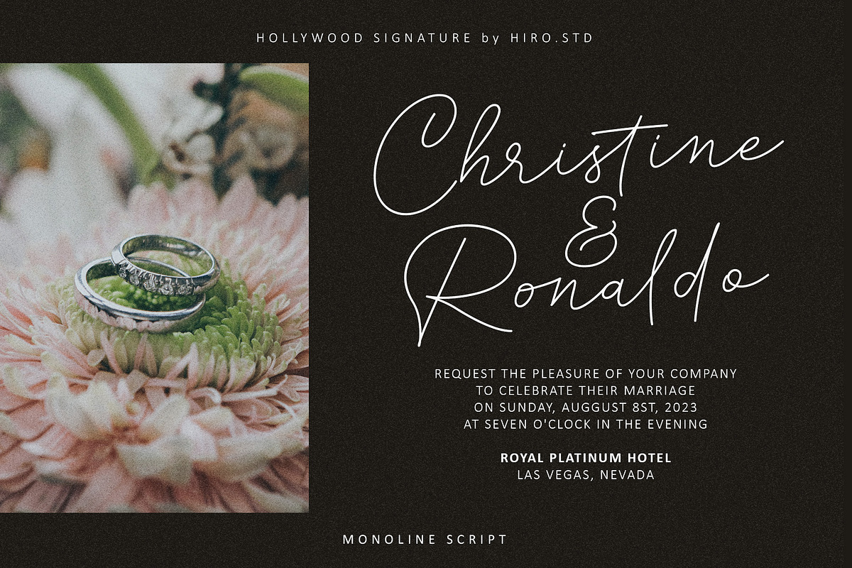 Hollywood Signature Monoline Font, a Handwritten Font by HIRO.std (Photo 4 of 11)