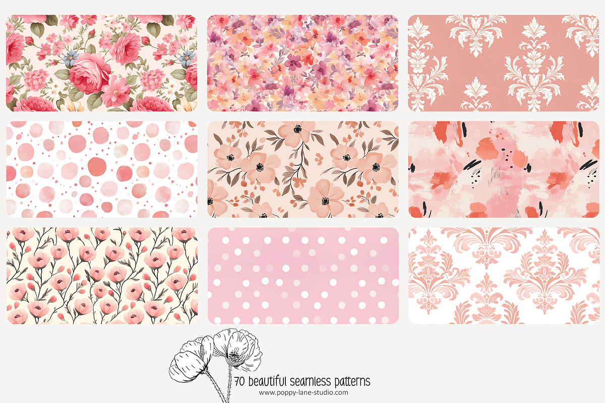 70 timeless pink seamless pattern, a Pattern Graphic by Poppy Lane Studio (Photo 2 of 10)