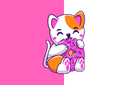Cute Cat Eating Big Doughnut Cartoon, an Animal Illustration by Artstorystudio (Thumbnail 2 of 3)