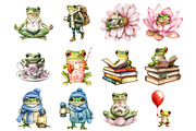 Watercolor Cute Frog Clipart, a Seasonal Illustration by CitraGraphics (Thumbnail 3 of 3)