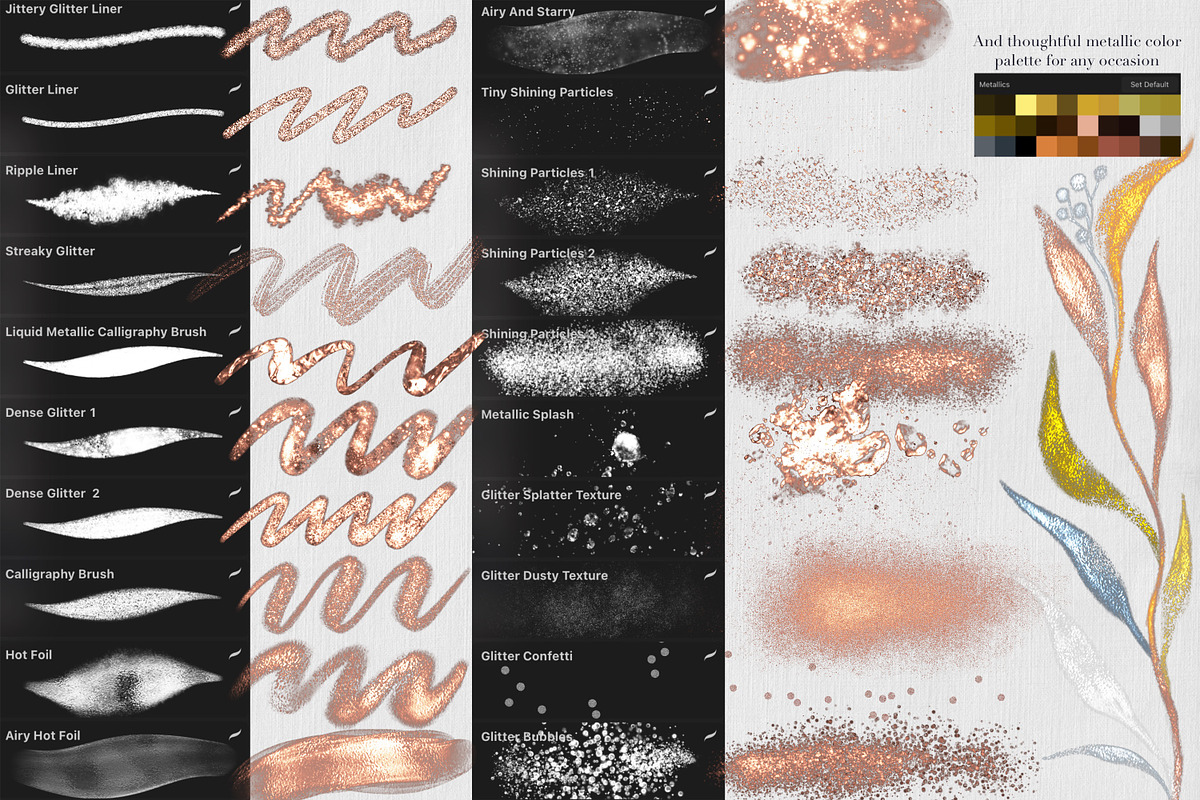 Watercolor & Metallic Brushes, a Brush Add-On by OlgaRom (Photo 8 of 10)