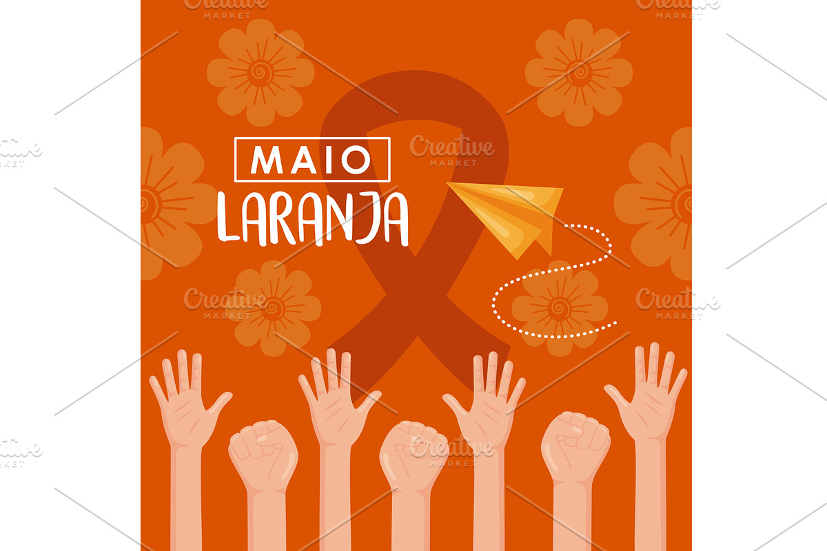 maio laranja day lettering card, an Illustration by studiogstock