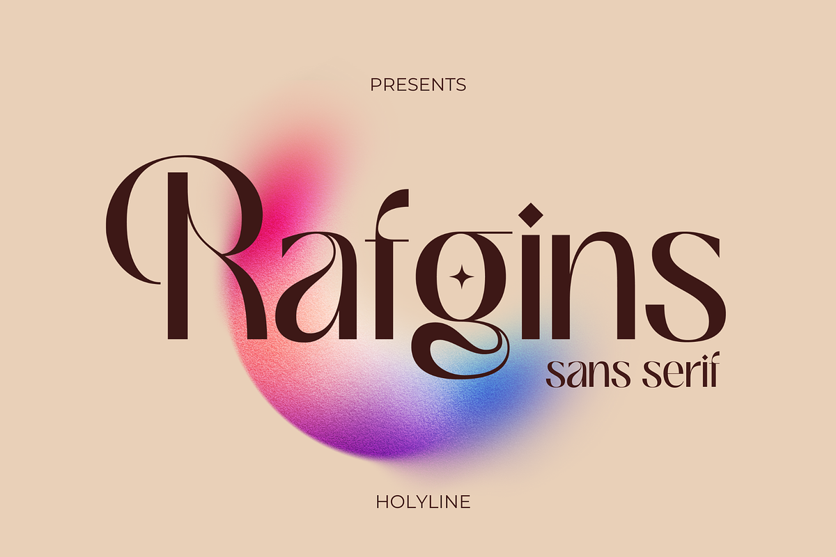 Rafgins - Display Font, a Sans Serif Font by Holyline Design (Photo 1 of 9)