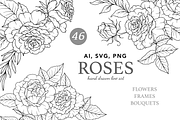 Rose Flower Line Art, an Object Graphic by CaraulanStore (Thumbnail 1 of 6)