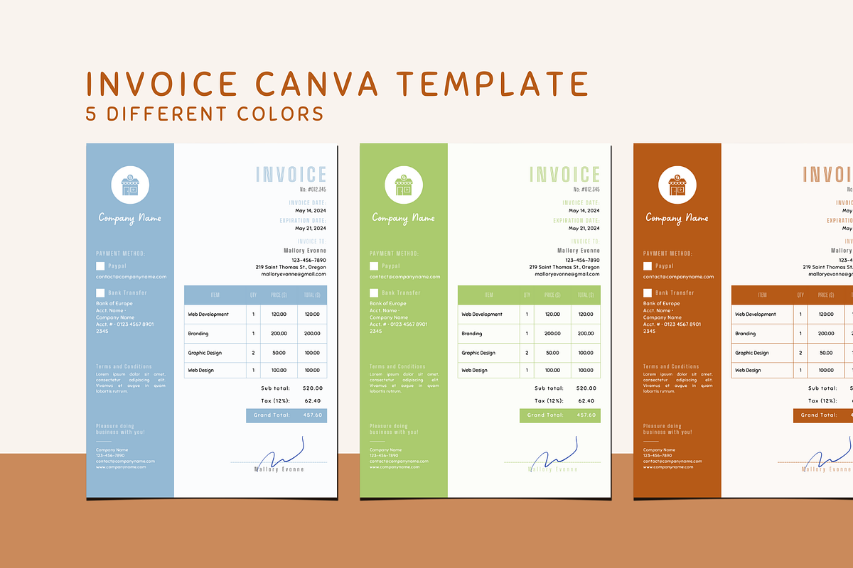 INVOICE CANVA TEMPLATE, a Print Template by The Little Lily Studio (Photo 2 of 5)