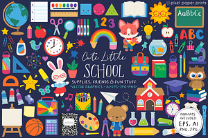 Cute Little School, an Illustration by PixelPaperPrints