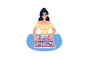 Woman playing bingo and filling card, a Sport Illustration by pikepicture