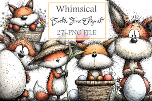 Whimsical Easter Fox Clipart, an Illustration by Libby Wishes