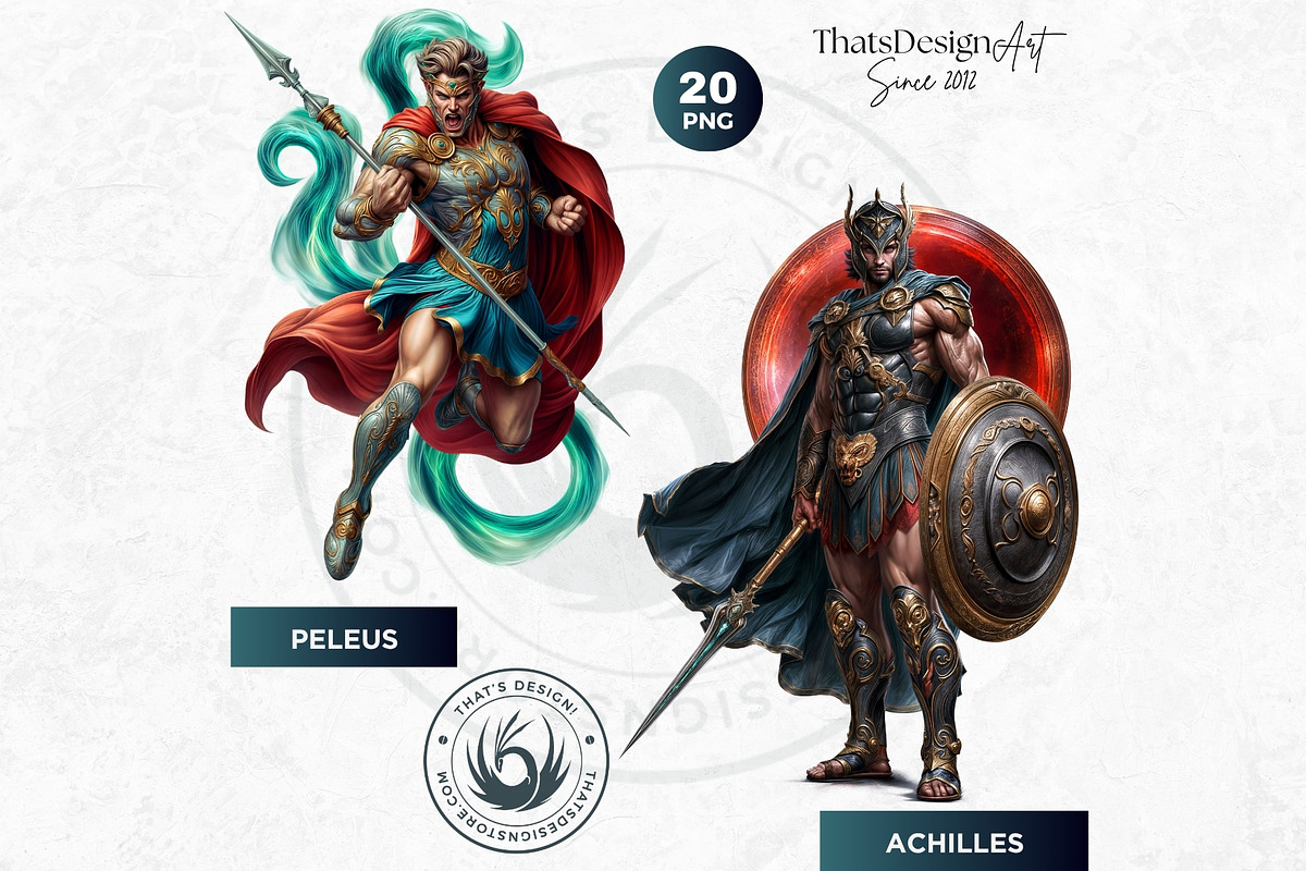 Legendary Greek heroes Clipart set, a Person Illustration by ThatsDesignArt (Photo 9 of 10)