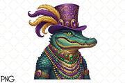 Mardi Gras Alligator Sublimation PNG, an Illustration by Black Bird Studio (Thumbnail 1 of 3)