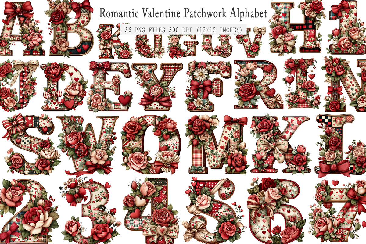 Valentine Patchwork Alphabet, an Illustration by SinaCreation (Photo 1 of 7)