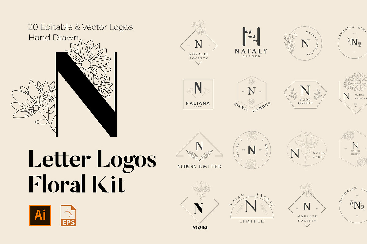520 A to Z Floral Logos Bundle, a Branding & Logo Template by AN Productions (Photo 107 of 223)