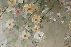 Oil painting with impasto flowers, soft pastels creating a bloom, a Decorative Illustration by Studio ANNA