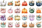 Watercolor Floral Pumpkin Clipart Se, an Illustration by Sublimation Artist (Thumbnail 2 of 6)