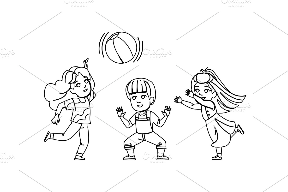 throw kids playing catch vector, a Person Illustration by pikepicture
