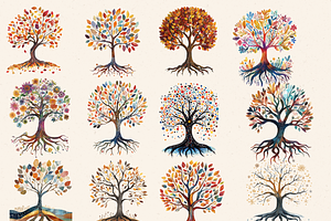 TREES WITH ROOTS CLIPART PACK