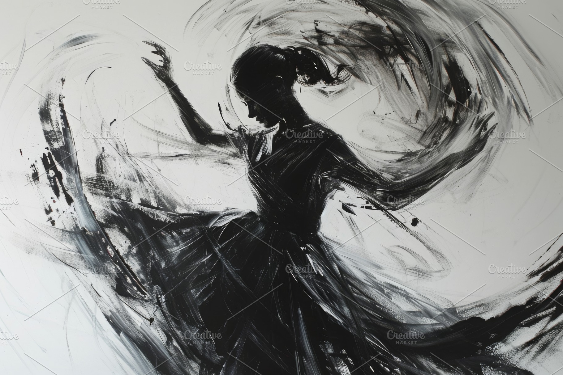 A monochrome painting depicting a wo, a Photo by Iftikhar Alam