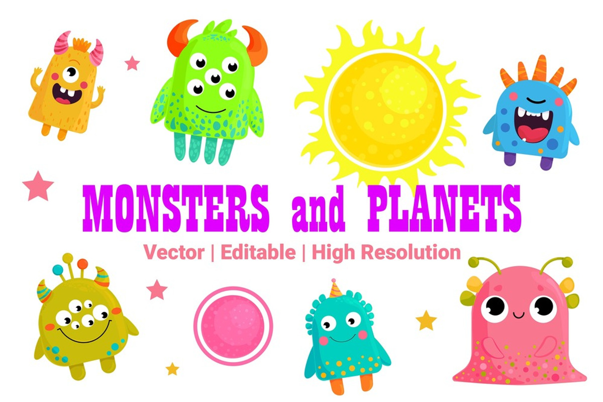 10 monsters 4 planets 3 patterns, an Animal Illustration by ChubbyBunny Art (Photo 1 of 10)