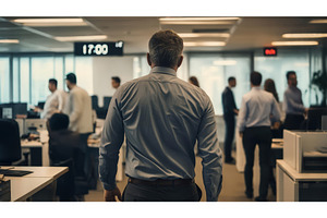 Businessman walking through a busy, an Illustration by tilialucida