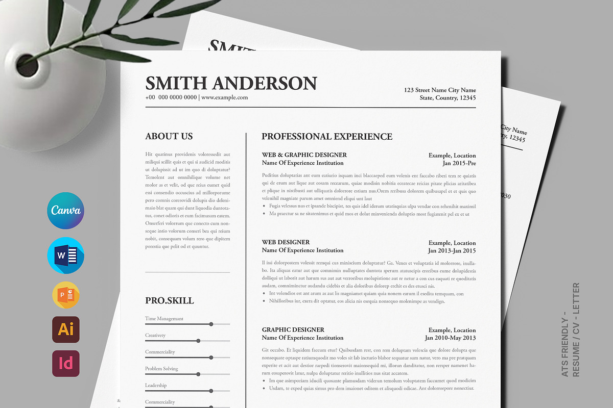 Minimal Resume CV | Canva | Word, a Resume Template by PixelStudio (Photo 1 of 5)