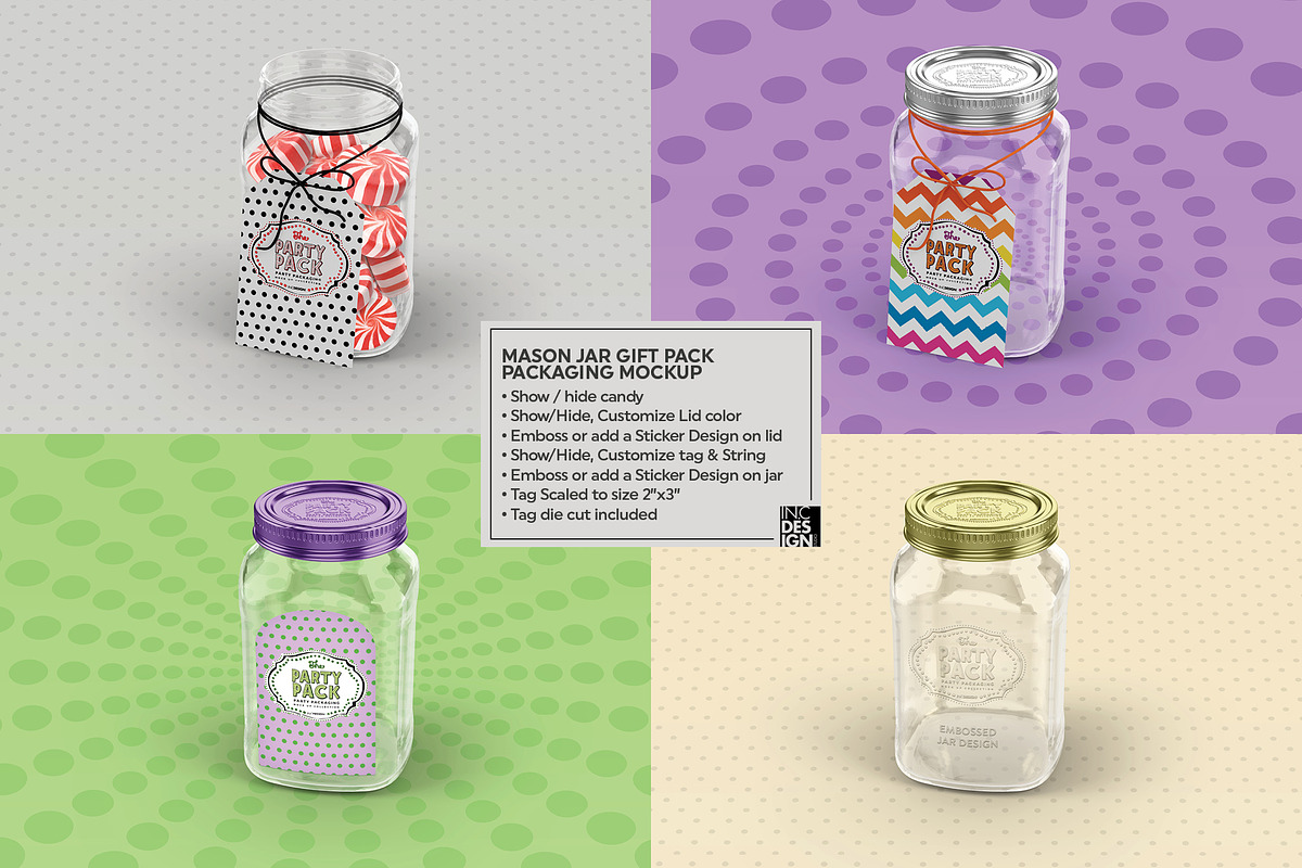 Mason Jar Gift Packaging Mockup, a Packaging Mockup by INCDesign (Photo 2 of 8)