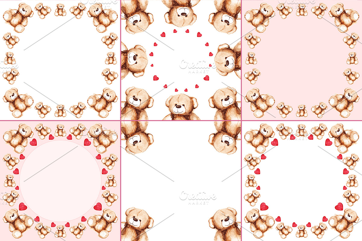Watercolor cute Teddy Bear pack, an Animal Illustration by Art By Silmairel (Photo 4 of 4)