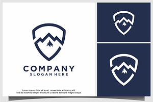 mountain with shield emblem logo, a Templates & Theme by ebinta99
