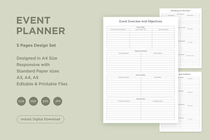 Event Planner Pages Set V-08, a Stationery Template by shahsoft