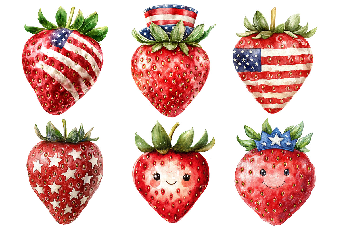 Independence Day Strawberry PNG, an Illustration by SinaCreation (Photo 3 of 10)
