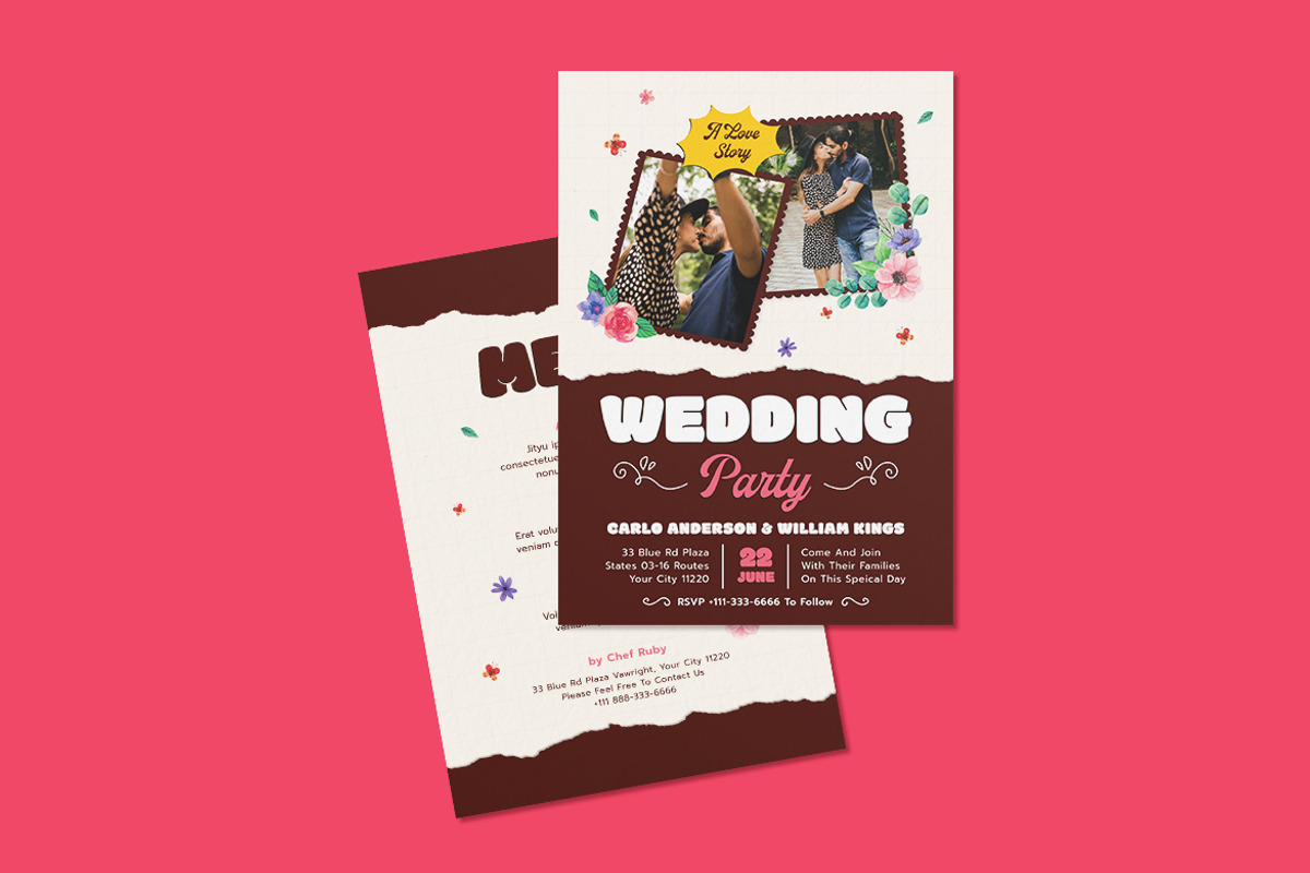 Saloon Wedding Invitation Template, a Resume Template by iDoodle Studio (Photo 3 of 4)